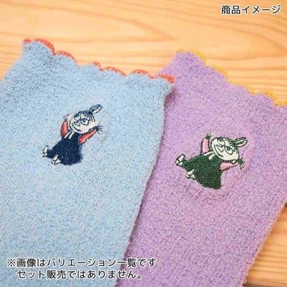 ムーミン 靴下 リトルミイ 刺繍 ロークルー ベロアリブ SWH ラベンダー 北欧 ウイックス｜詳細画像