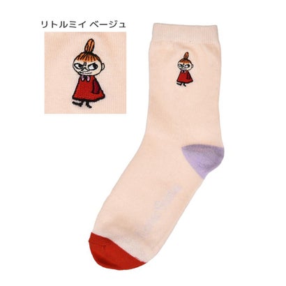 シネマコレクション cinemacollection ムーミン 女性用 靴下 刺繍ソックス リトルミイ ベージュ 北欧 ノルディックバディズジャパン｜詳細画像