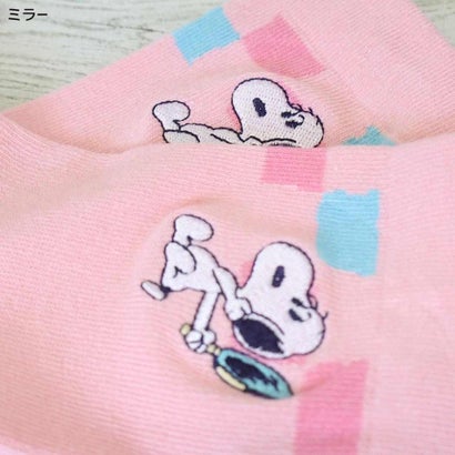 スヌーピー 女性用靴下 刺繍クルーソックス ミラー ピーナッツ スモールプラネット｜詳細画像