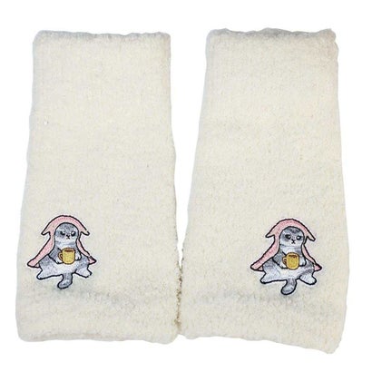 モフサンド アームカバー マシュマロアームウォーマー ゆるにゃん刺繍 オフホワイト mofusand ウイックス｜詳細画像