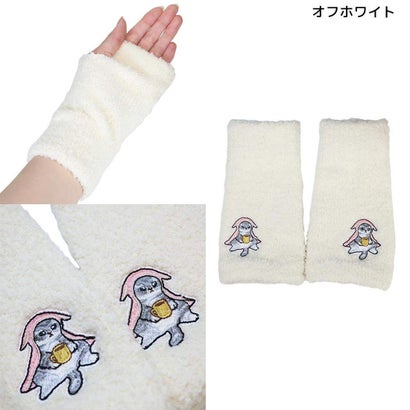 モフサンド アームカバー マシュマロアームウォーマー ゆるにゃん刺繍 オフホワイト mofusand ウイックス｜詳細画像