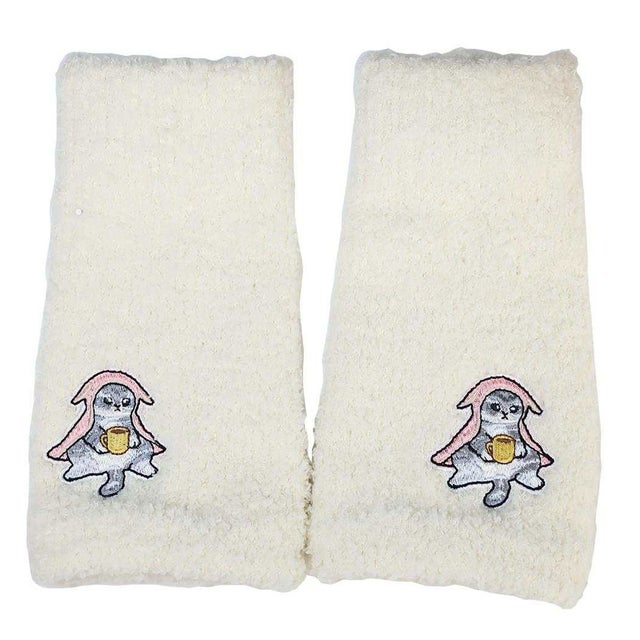 モフサンド アームカバー マシュマロアームウォーマー ゆるにゃん刺繍 オフホワイト mofusand ウイックス