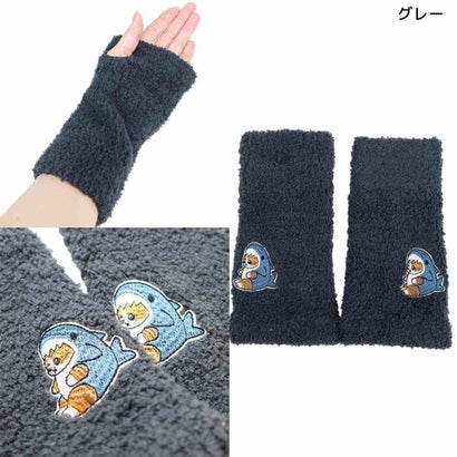 モフサンド アームカバー マシュマロアームウォーマー サメにゃん 刺繍 グレー mofusand ウイックス｜詳細画像
