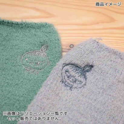 ムーミン アームウォーマー リトルミイ フェイス 刺繍 グローブ フェザーネップ切替 パープル 北欧 ウイックス｜詳細画像