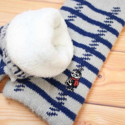 ムーミン アームウォーマー リトルミイ 刺繍 チェック 二重編み グレー 北欧 ウイックス｜詳細画像