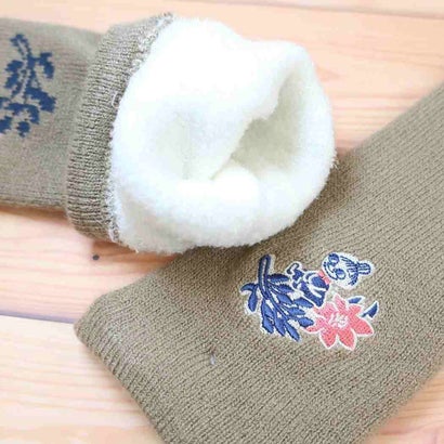 ムーミン レッグウォーマー リトルミイ フラワー 切替 刺繍 内マシュマロ レッグカバー ブラウン 北欧 ウイックス｜詳細画像