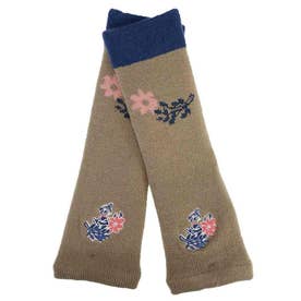 ムーミン レッグウォーマー リトルミイ フラワー 切替 刺繍 内マシュマロ レッグカバー ブラウン 北欧 ウイックス