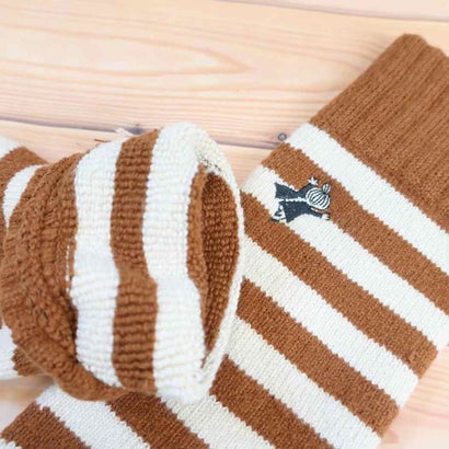 ムーミン レッグウォーマー ボーダー リトルミイ 刺繍 フワフワパイル レッグカバー オレンジ 北欧 ウイックス｜詳細画像