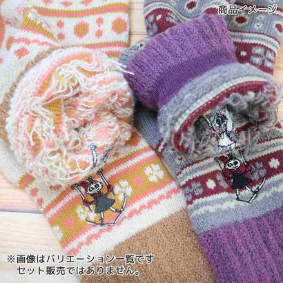 ムーミン ルームソックス フェアアイル ＋ リトルミイ刺繍 ホームクルー 内パイル オフホワイト 北欧 ウイックス｜詳細画像