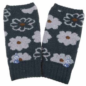 ムーミン アームウォーマー リトルミイ 刺繍 花柄 ふわニット ブラック 北欧 ウイックス