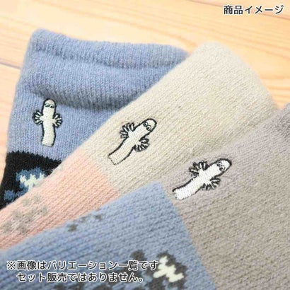 ムーミン アームウォーマー ブドウ ニョロニョロ 刺繍 グローブ ヘアリー 内パイル切替 グレー 北欧 ウイックス｜詳細画像