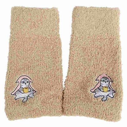 モフサンド アームカバー マシュマロアームウォーマー ゆるにゃん刺繍 ベージュ mofusand ウイックス｜詳細画像