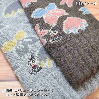 ムーミン アームウォーマー 花柄 リトルミイ 刺繍 グローブ 内パイル起毛W7 ブラウン 北欧 ウイックス｜詳細画像