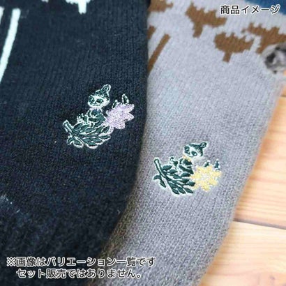 ムーミン アームウォーマー チューリップ リトルミイ 刺繍 グローブ 内パイル起毛 ブラック 北欧 ウイックス｜詳細画像