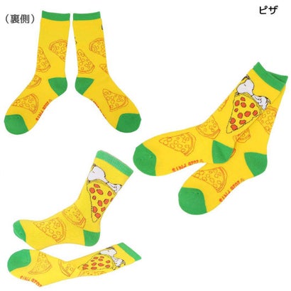 スヌーピー 女性用防寒室内靴下 ぽっかぽかルームソックス ピザ ピーナッツ スモールプラネット｜詳細画像