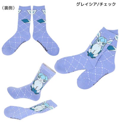 ポケットモンスター 女性用防寒室内靴下 ぽっかぽかルームソックス グレイシア/チェック ポケモン スモールプラネット｜詳細画像