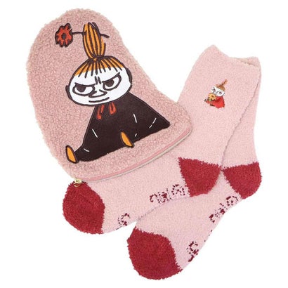 MOOMIN 靴下＆ポーチセット もこもこ靴下 in ポーチ フラワー 北欧 スモールプラネット｜詳細画像
