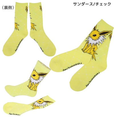 ポケットモンスター 女性用防寒室内靴下 ぽっかぽかルームソックス サンダース/チェック ポケモン スモールプラネット｜詳細画像
