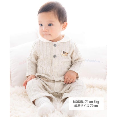 ワッフルケーブルニットクマカバーオール(70~80cm)【返品不可商品】 （ベージュ）｜詳細画像