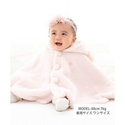 【お揃い】モコモコ耳付きフードボアマントベビー(50~90cm) （ネイビー）｜詳細画像