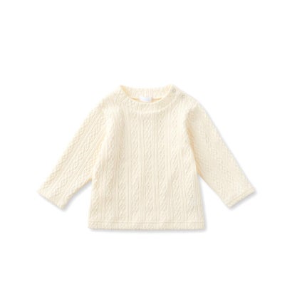 ケーブルニットTシャツ(70~90cm) （オフホワイト）｜詳細画像
