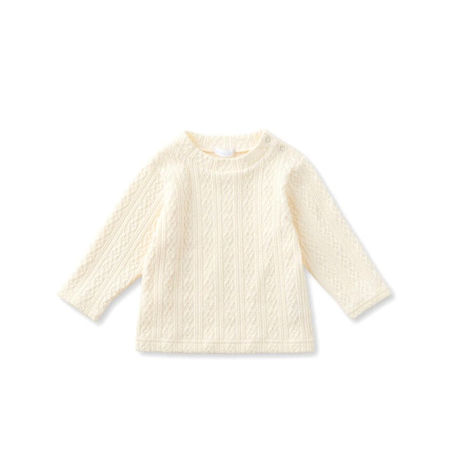 ケーブルニットTシャツ(70~90cm) （オフホワイト）
