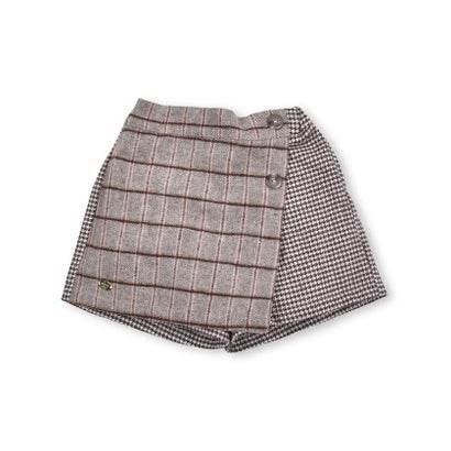 【 お揃い 】 千鳥 タータン チェック ラップ キュロットパンツ (90~13 （ブラウン系）｜詳細画像