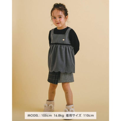 【 お揃い 】 千鳥 タータン チェック ラップ キュロットパンツ (90~13 （ブラウン系）｜詳細画像
