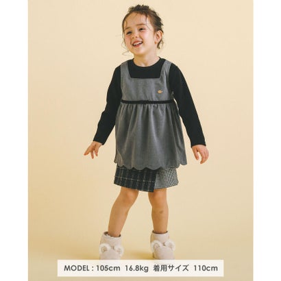 布帛 チュニック ドッキング スカラップ トップス (80~130cm) （ブラック）｜詳細画像