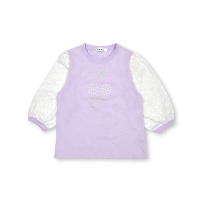 パールレースパフスリーブ7分袖Tシャツ(90~140cm) （パープル）｜詳細画像