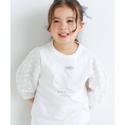 パールレースパフスリーブ7分袖Tシャツ(90~140cm) （パープル）｜詳細画像