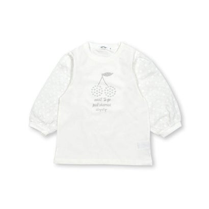 パールレースパフスリーブ7分袖Tシャツ(90~140cm) （パープル）｜詳細画像