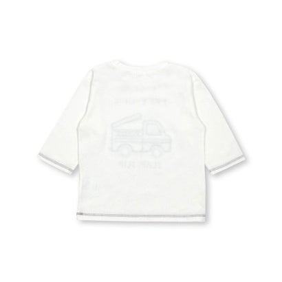 消防車パッチ刺しゅう7分袖Tシャツ(80~130cm) （グレー）｜詳細画像