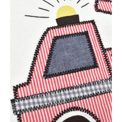 消防車パッチ刺しゅう7分袖Tシャツ(80~130cm) （グレー）｜詳細画像