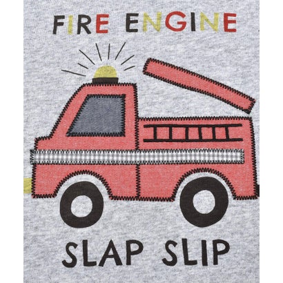 消防車パッチ刺しゅう7分袖Tシャツ(80~130cm) （ホワイト）｜詳細画像