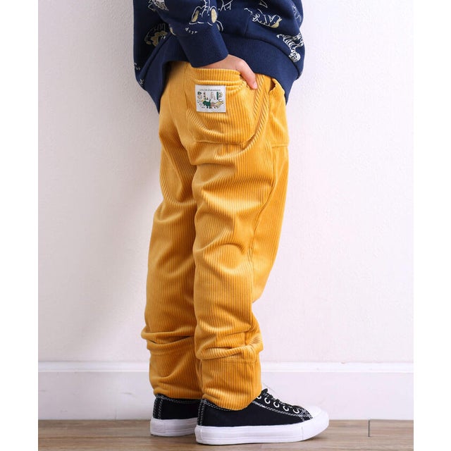 ブランドネームおしりポケットニットコールテンパンツ(80~130cm) （イエロー）