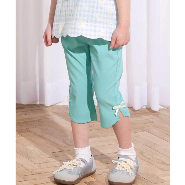 裾フレア7分丈ストレッチツイルパンツ(80~130cm) （グリーン）