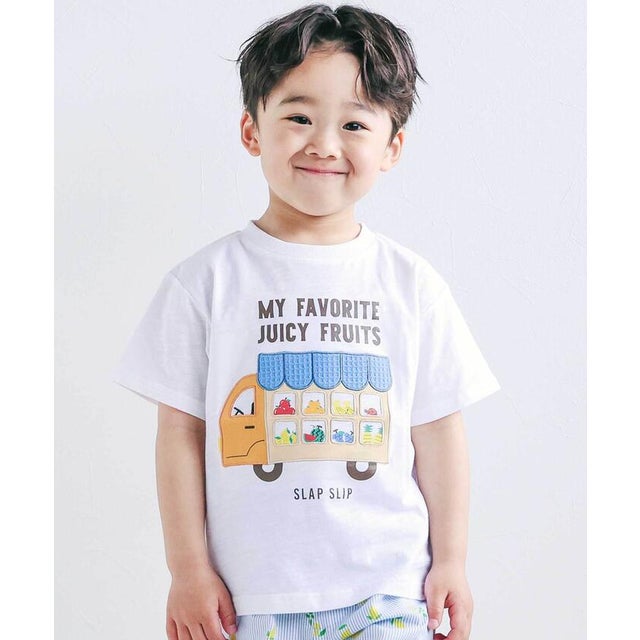 窓からいっぱいパッチ半袖Tシャツ(80~130cm) （ホワイト）