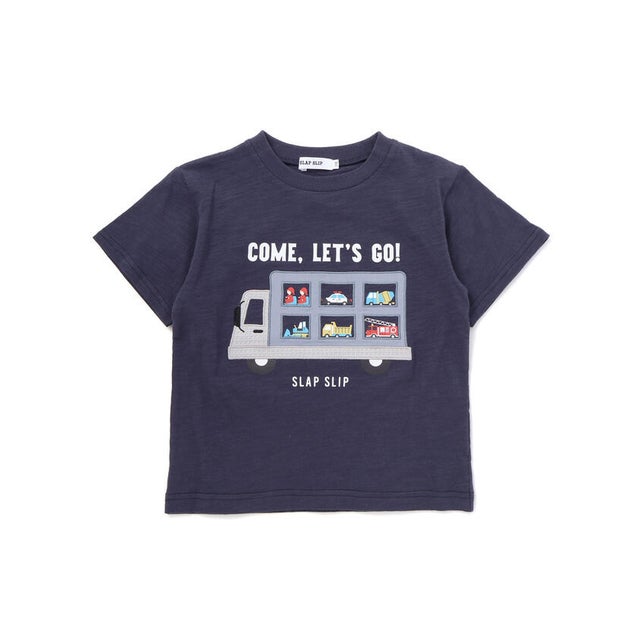 窓からいっぱいパッチ半袖Tシャツ(80~130cm) （ネイビー）