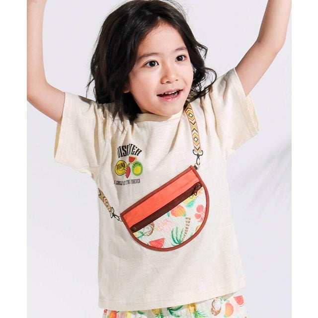 【お揃い】ポシェットトロンプイユ半袖Tシャツ(80~130cm) （オフホワイト）