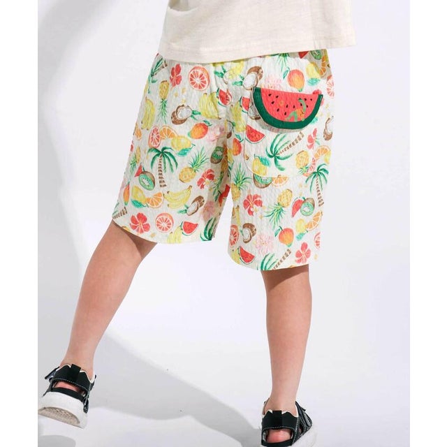 【お揃い】トロピカル総柄ショートパンツ(80~130cm) （オフホワイト系）