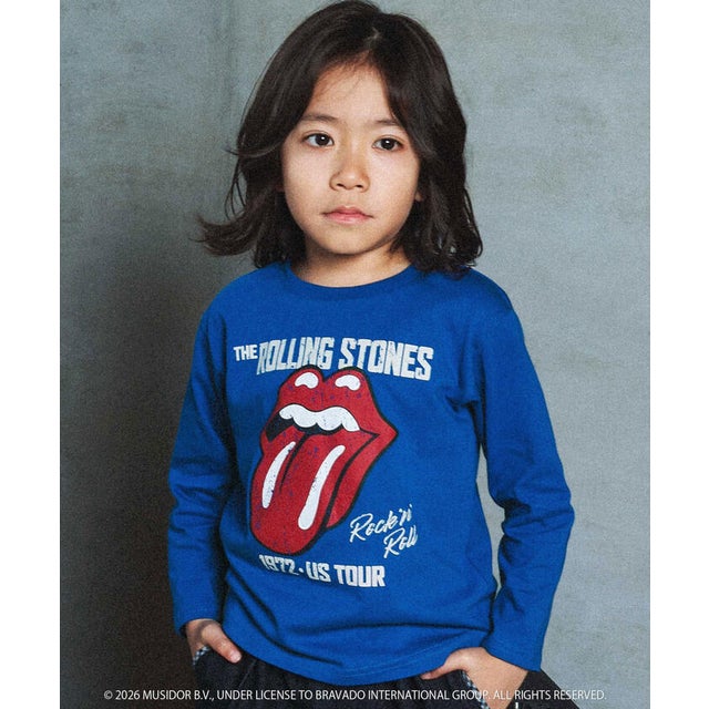 【ザ・ローリング・ストーンズxSLAP】フロントxバックロゴプリント長袖Tシャツ （ブルー）