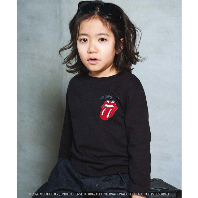 【ザ・ローリング・ストーンズxSLAP】フロントxバックロゴプリント長袖Tシャツ （ブラック）