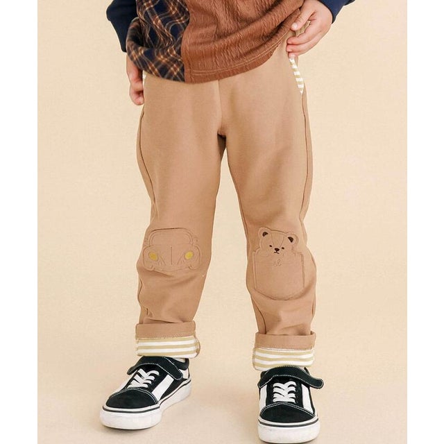 裾折り返しモチーフ付きパンツ(80~120cm) （ベージュ）