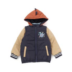 8WAY恐竜モチーフリバーシブルアウター(80~130cm) （ネイビー）