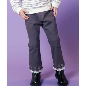 裾モチーフスカラップ裏起毛ストレッチデニム(90~130cm) （パープル）