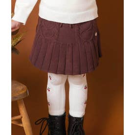 切り替えプリーツニットスカパン(90~130cm) （ブラウン）