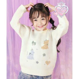 【スラプリ】モチーフ刺しゅうニット(80~130cm) （オフホワイト）