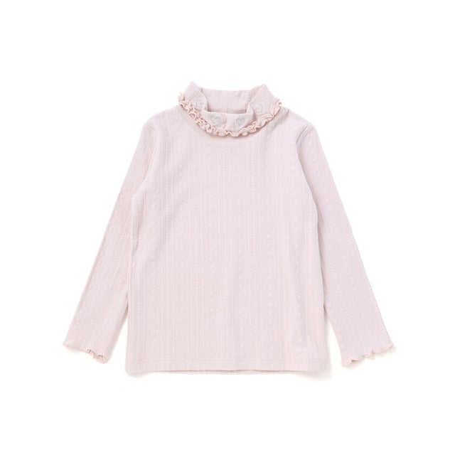 フリル襟ニット長袖Tシャツ(80~130cm) （パープル）