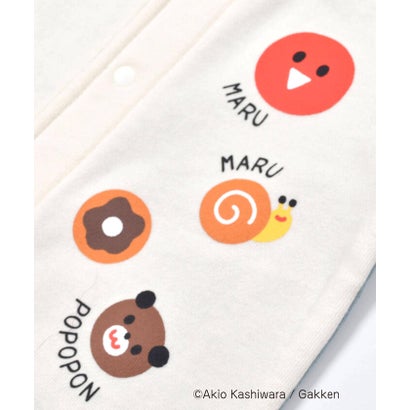 【 絵本コラボ 】 しましまぐるぐる まるまるぽぽぽん イラスト ロンパース ベ【返品不可商品】 （オフホワイト系）｜詳細画像